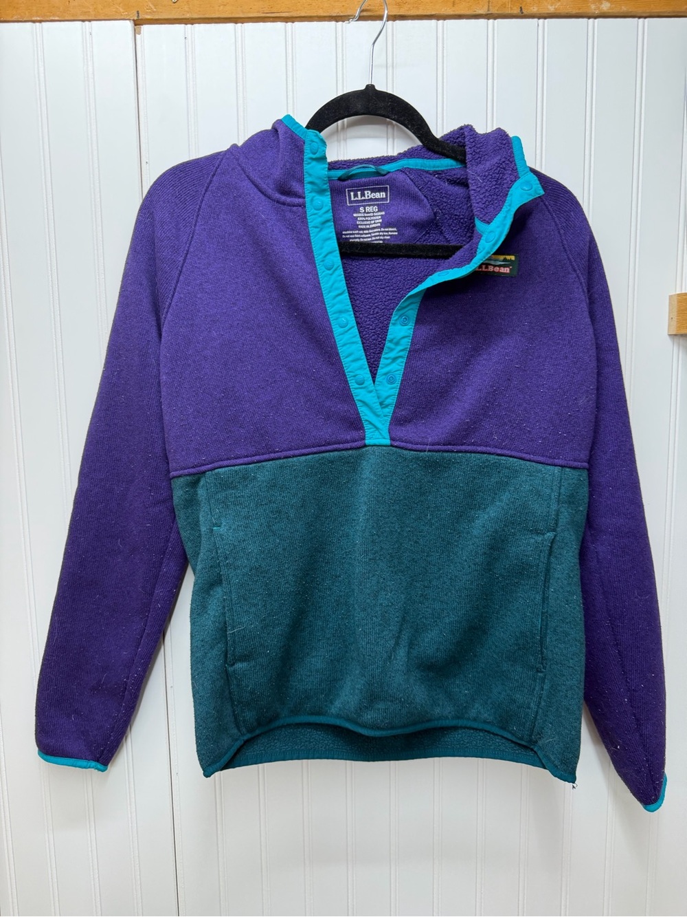 L.L.Bean Purple Fleece Pullover with Teal Trim